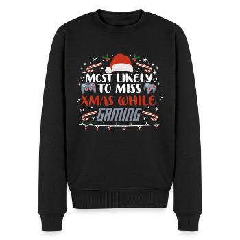 Weihnachten Gamer Miss Xmas While Gaming - Männer Premium Bio Pullover - Schwarz - Vorne - Nico (187cm)