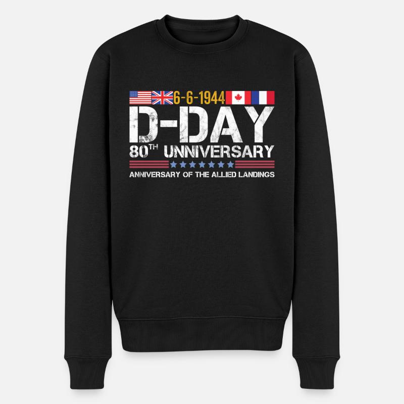 80e anniversaire du débarquement allié Normandie - Pull Premium bio Homme - noir