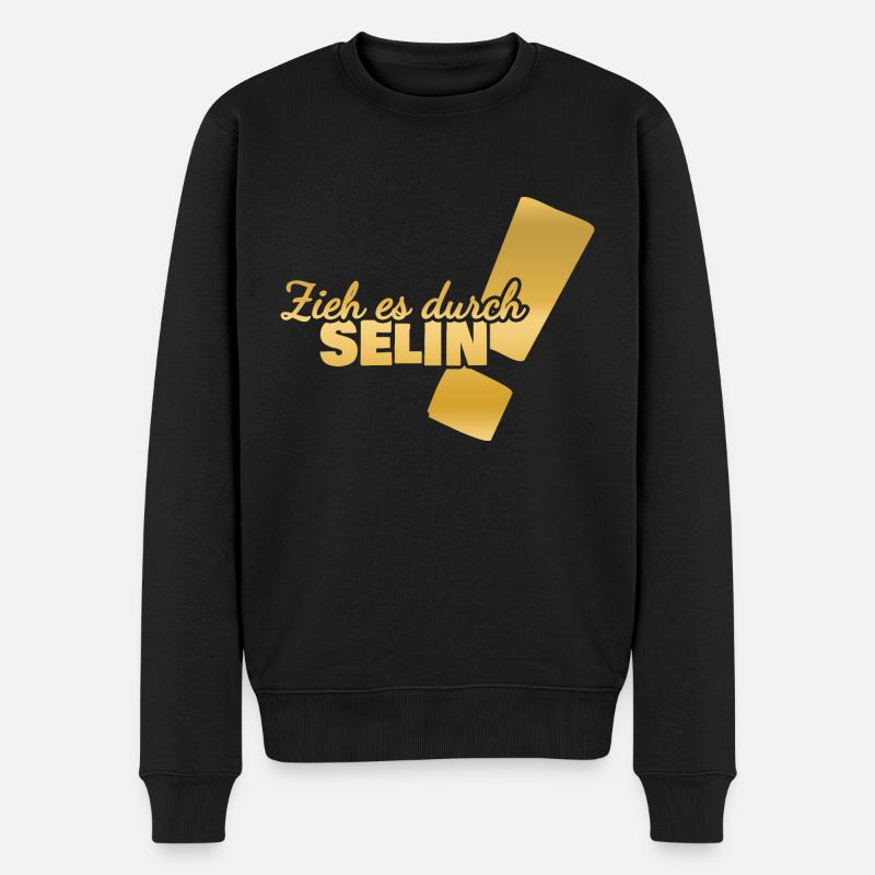 Vorname Selin - Männer Premium Bio Pullover - Schwarz