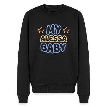 First name Alessa - Men's Premium Organic Jumper - black - Front - Nico (187cm)