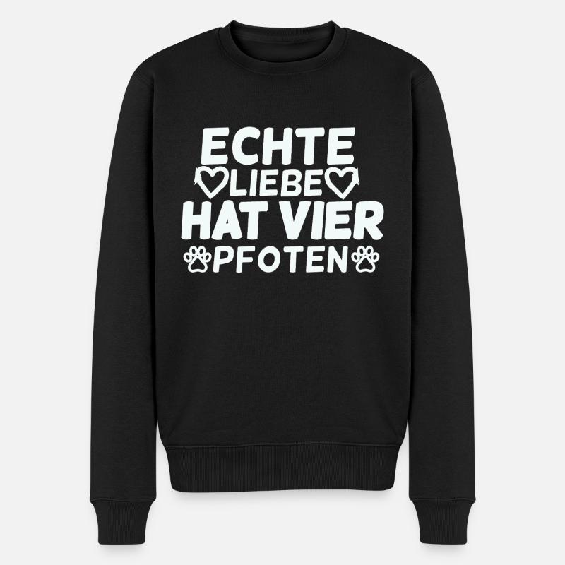 Liebe hat vier Pfoten - Männer Premium Bio Pullover - Schwarz