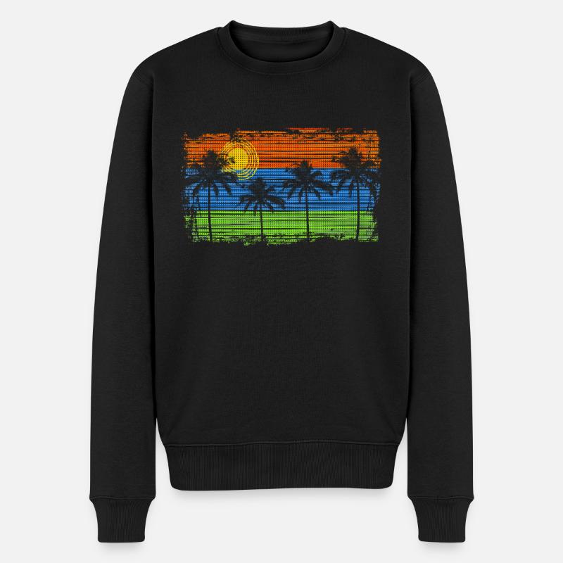 Palmen & Streifen - Männer Premium Bio Pullover - Schwarz