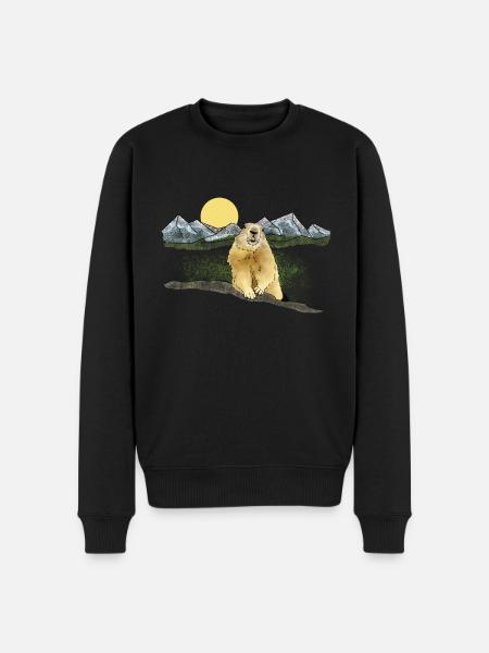 Murmeltier, Berge, Sonne - Männer Premium Bio Pullover - Schwarz