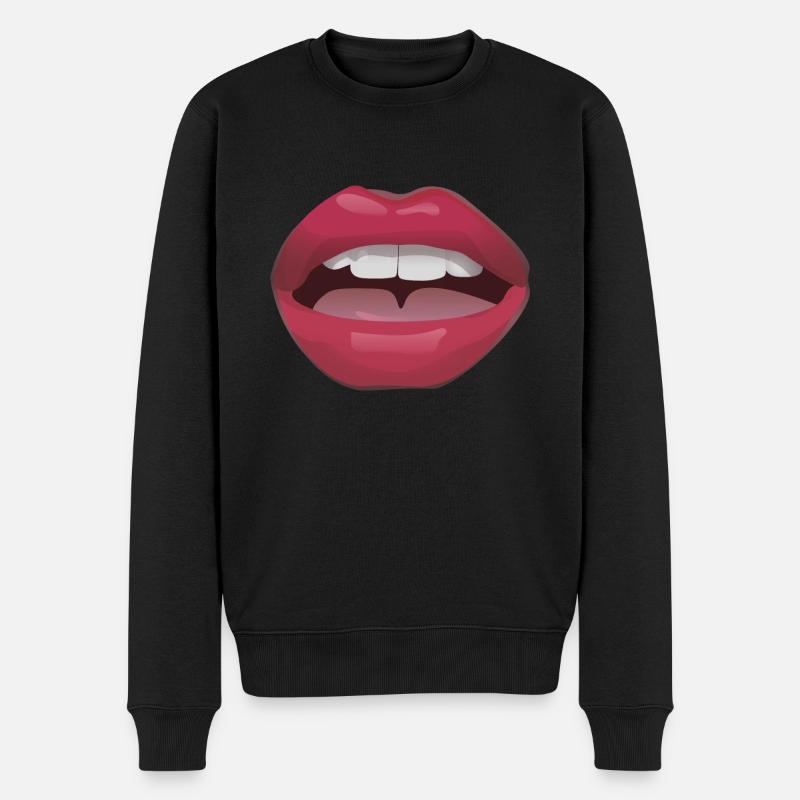 Lèvres rouges avec des dents - Pull Premium bio Homme - noir