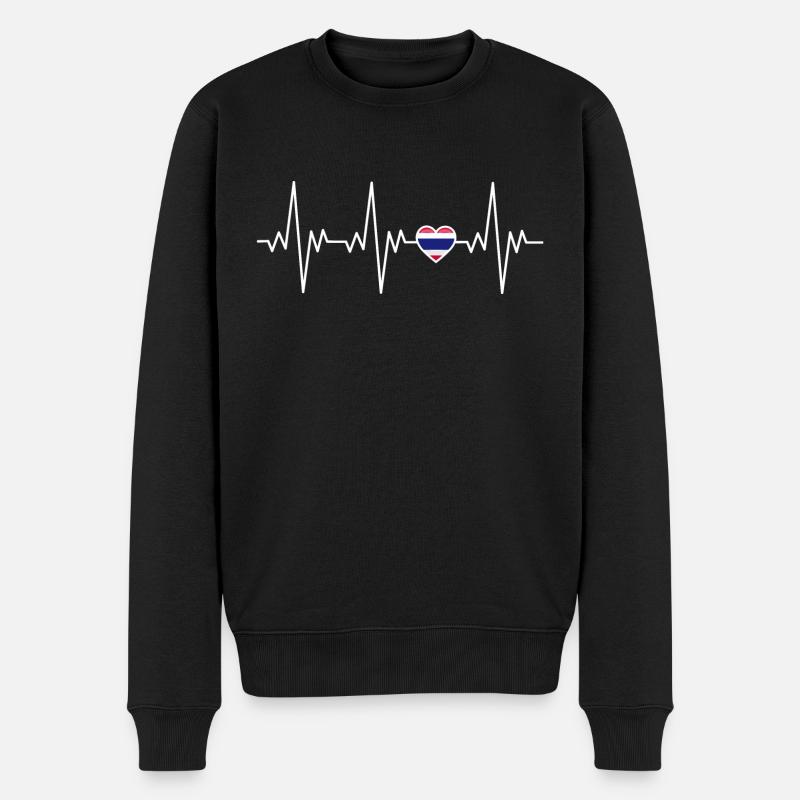 Thailand Herzschlag EKG Geschenk - Männer Premium Bio Pullover - Schwarz