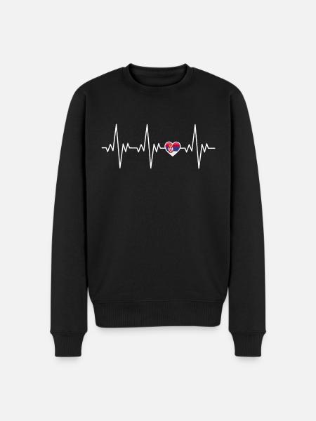 Serbien Herzschlag EKG Geschenk - Männer Premium Bio Pullover - Schwarz