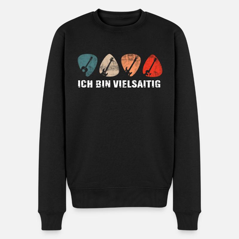 Cooles Gitarren Gitarristen Musiker E-Gitarrist - Männer Premium Bio Pullover - Schwarz