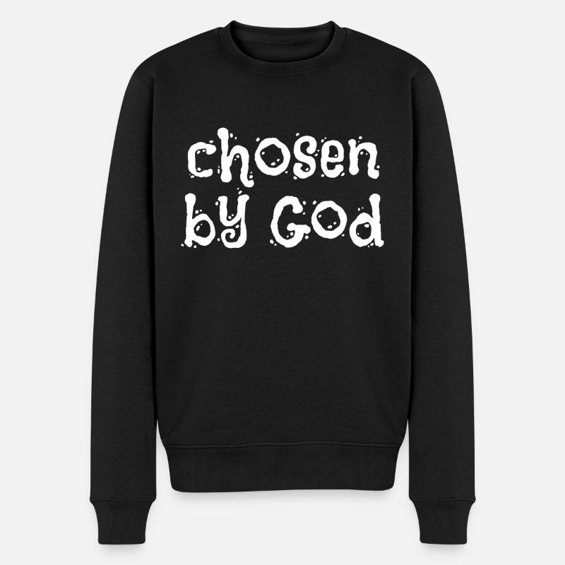 Von Gott auserwählt - Christliche Sprüche - Männer Premium Bio Pullover - Schwarz