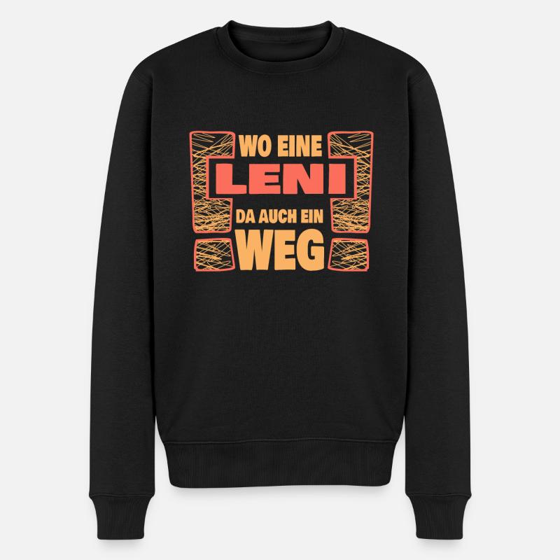 Spruch Leni - Männer Premium Bio Pullover - Schwarz
