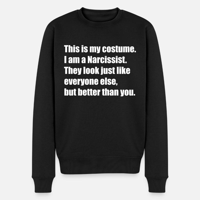 Aufwandsloses gruseliges Halloween Kostüm: Narzisst - Männer Premium Bio Pullover - Schwarz