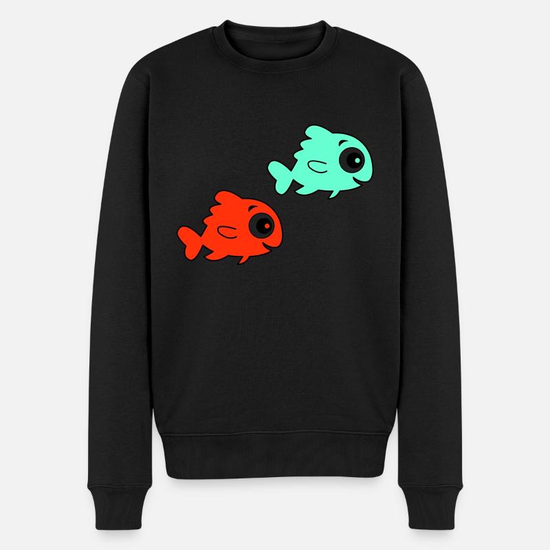 Fische - Männer Premium Bio Pullover - Schwarz