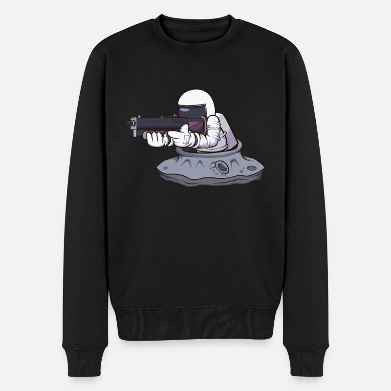 Astronaute avec arme - Pull Premium bio Homme - noir