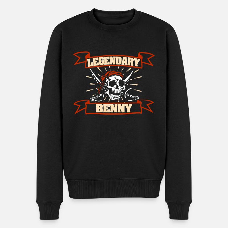 Piratenkopf Benny - Männer Premium Bio Pullover - Schwarz