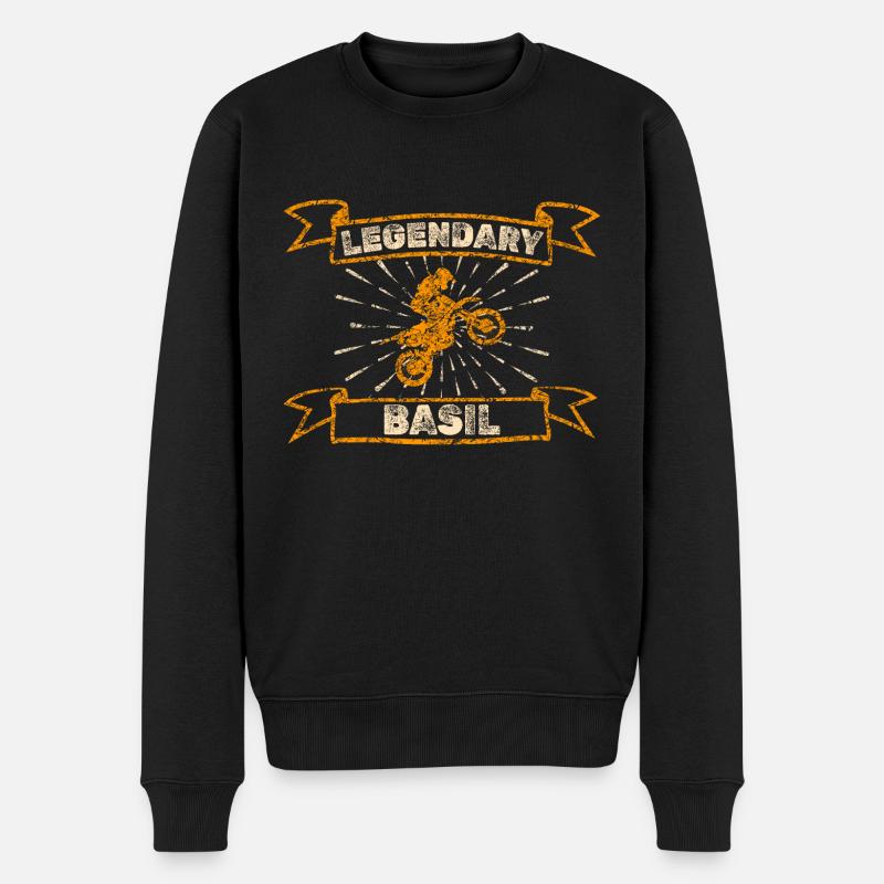 Basil als Motorrad - Männer Premium Bio Pullover - Schwarz