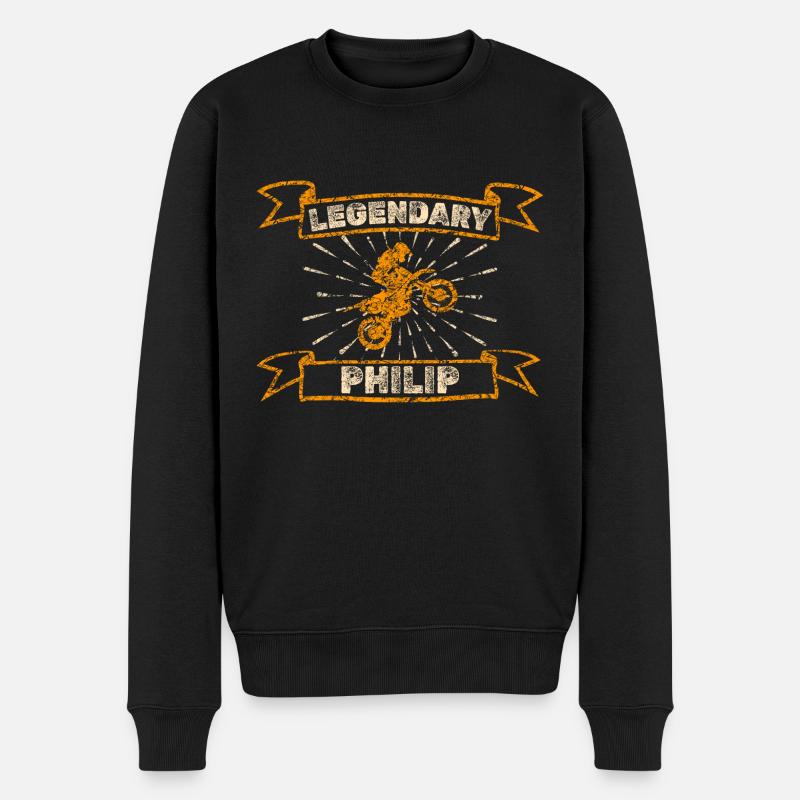 Motorrad Philip - Männer Premium Bio Pullover - Schwarz