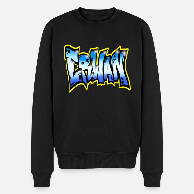 Erwan GRAFFITI NAME PRINT - Pull Premium bio Homme - noir