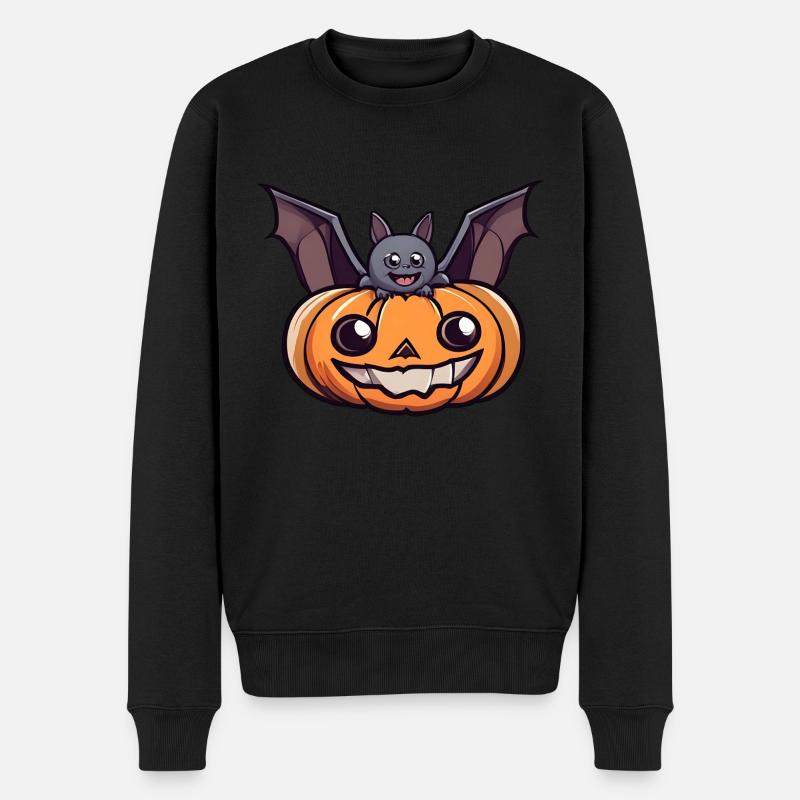 Chauve-souris citrouille d’Halloween - Pull Premium bio Homme - noir