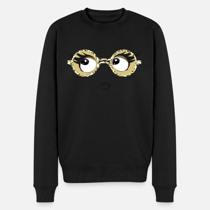Brille Augen - Männer Premium Bio Pullover - Schwarz