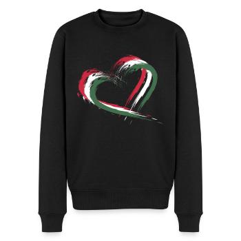 Herz Bürste Flagge Ungarns - Männer Premium Bio Pullover - Schwarz - Vorne - Nico (187cm)