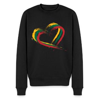 Herz Bürste Flagge Litauens - Männer Premium Bio Pullover - Schwarz - Vorne - Nico (187cm)