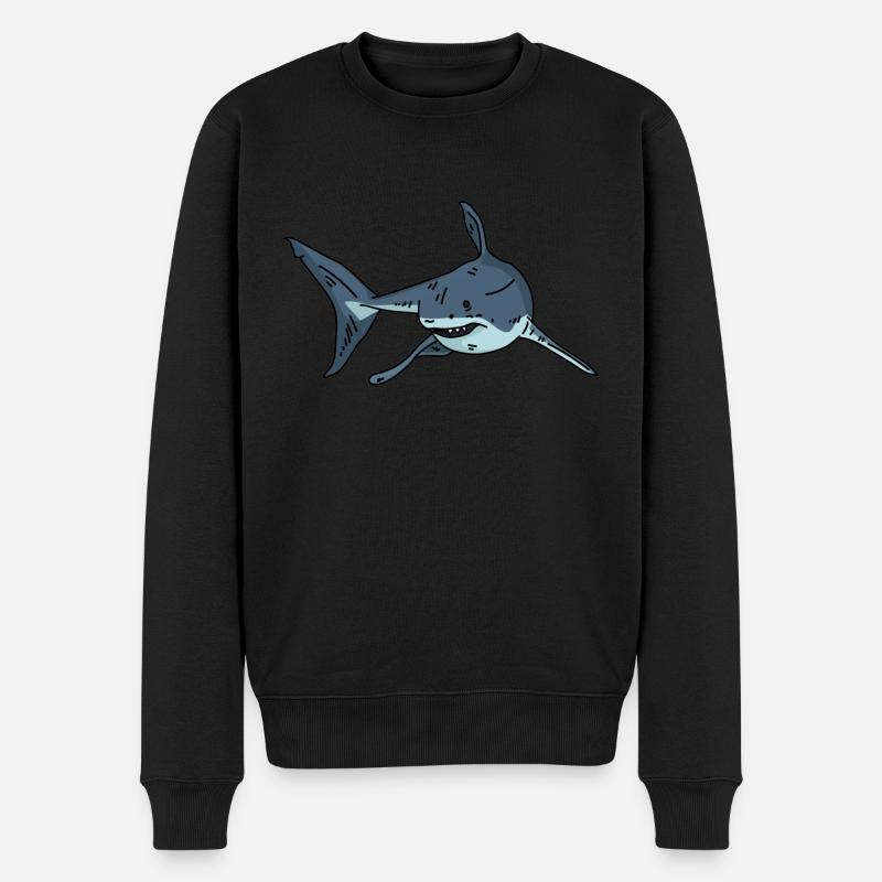 Hai Haifisch - Männer Premium Bio Pullover - Schwarz