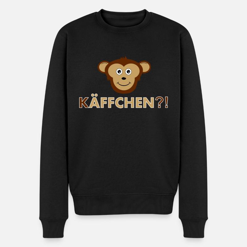 Käffchen Äffchen - Männer Premium Bio Pullover - Schwarz