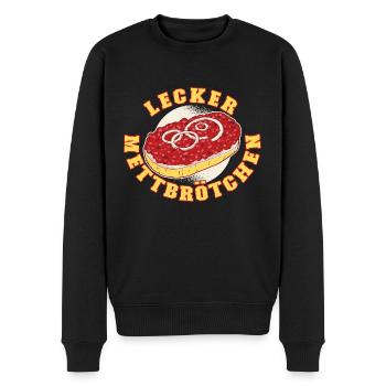 Lecker Mettbrötchen mit Zwiebeln - Männer Premium Bio Pullover - Schwarz - Vorne - Nico (187cm)