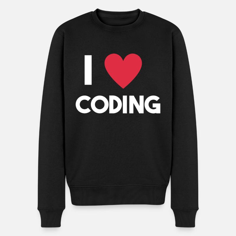 Ich liebe Coding - Männer Premium Bio Pullover - Schwarz