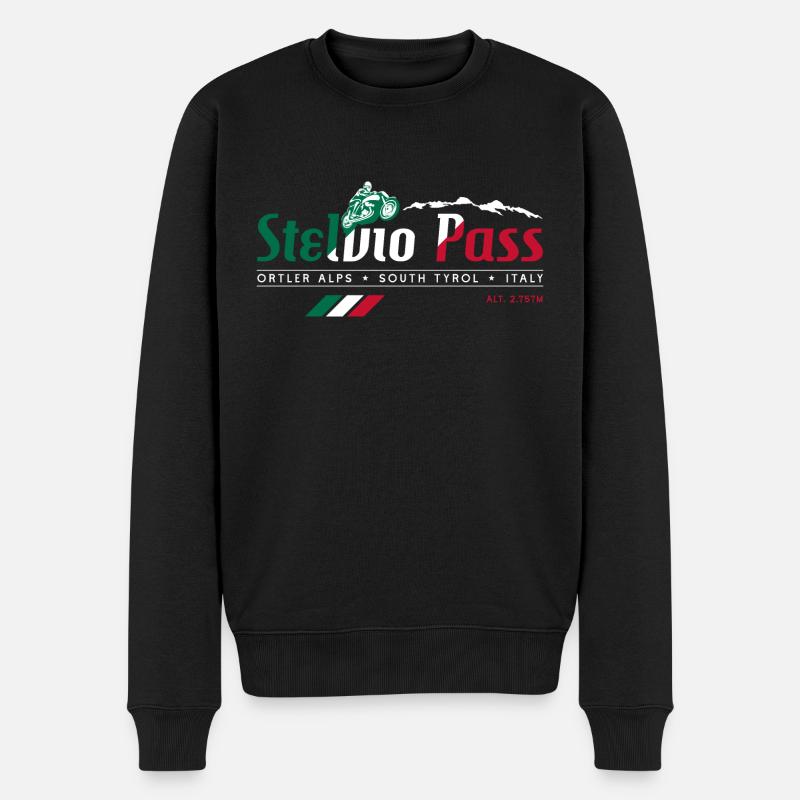 Stelvio Pass T Shirt Design 02 - Männer Premium Bio Pullover - Schwarz