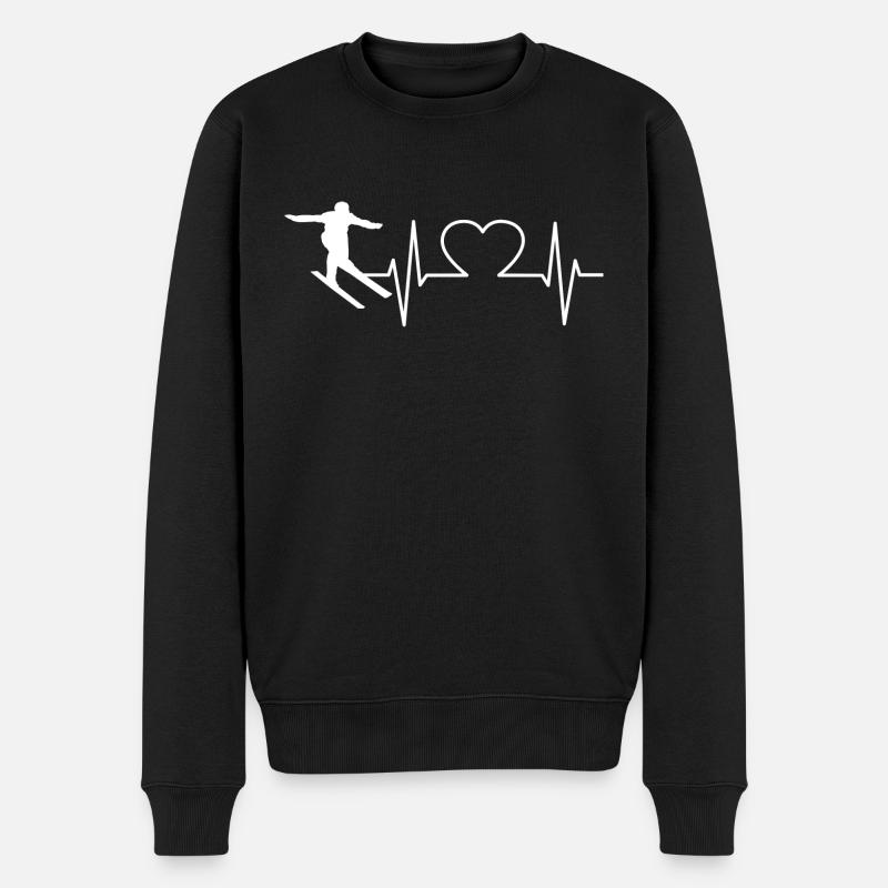 Heartbeat Pulse Ski Skiing - Pull Premium bio Homme - noir