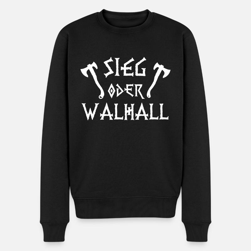 Sieg oder Walhall - Männer Premium Bio Pullover - Schwarz
