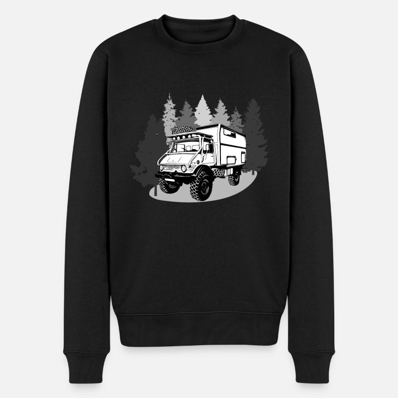 Camping - Unimog - Adventure - Oldtimer - Männer Premium Bio Pullover - Schwarz