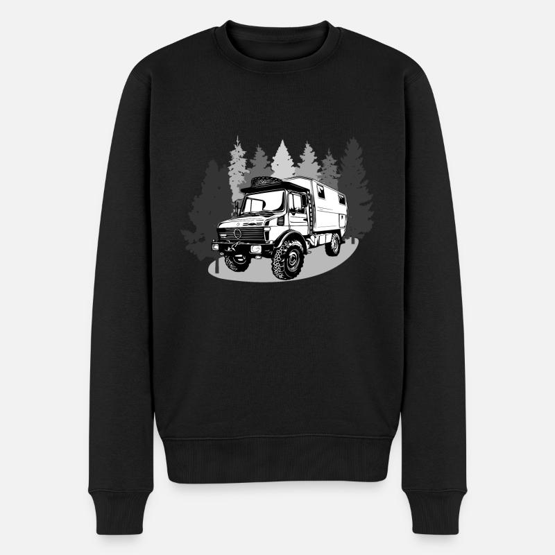 Camping - Unimog - Adventure - Oldtimer - Männer Premium Bio Pullover - Schwarz