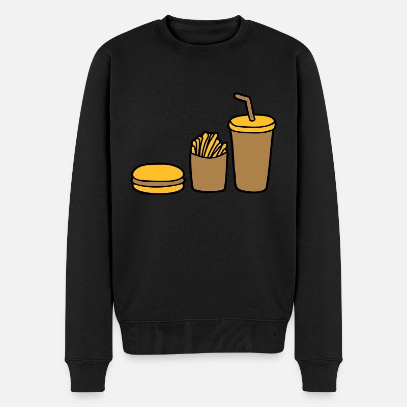 Burger Pommes Cola - Männer Premium Bio Pullover - Schwarz