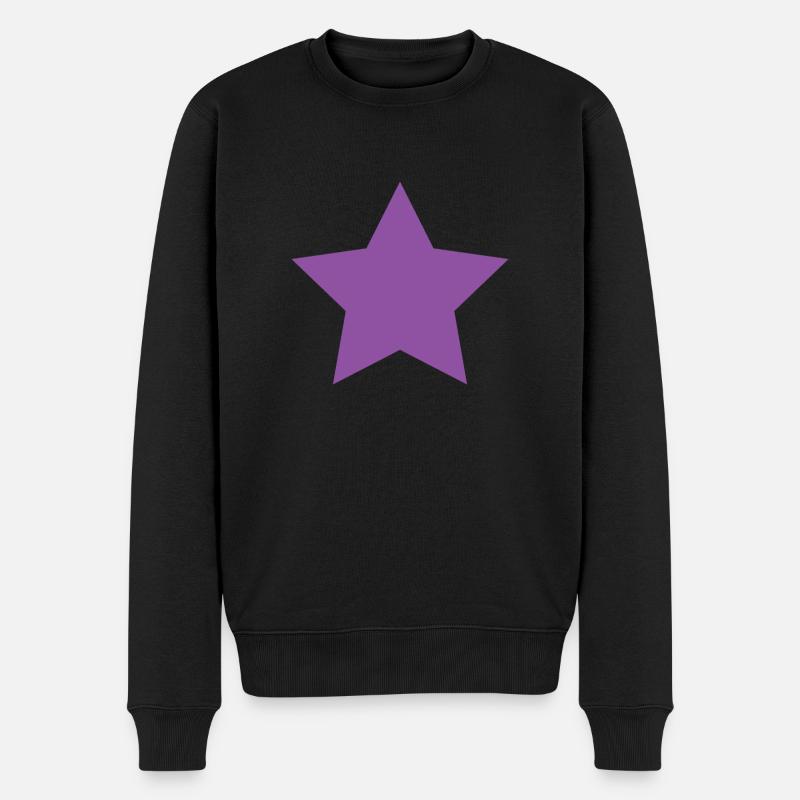 Stern Lila - Violett - Männer Premium Bio Pullover - Schwarz