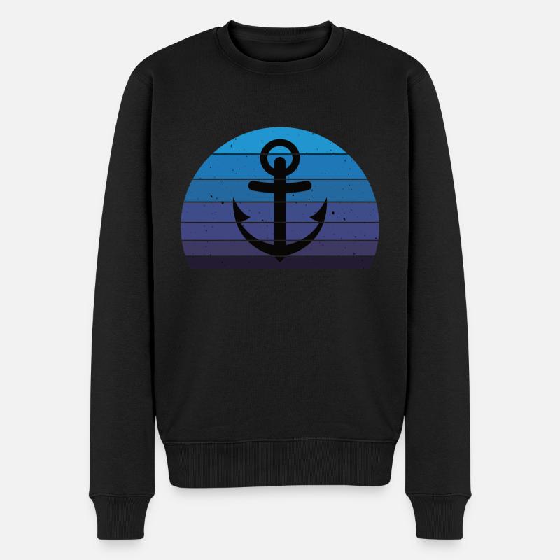 Retro Anker - Männer Premium Bio Pullover - Schwarz