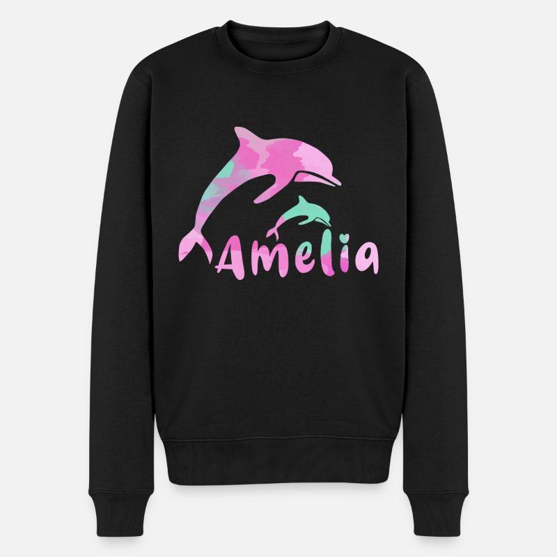 amelia ,define, bunt,name, malerei,pink - Männer Premium Bio Pullover - Schwarz