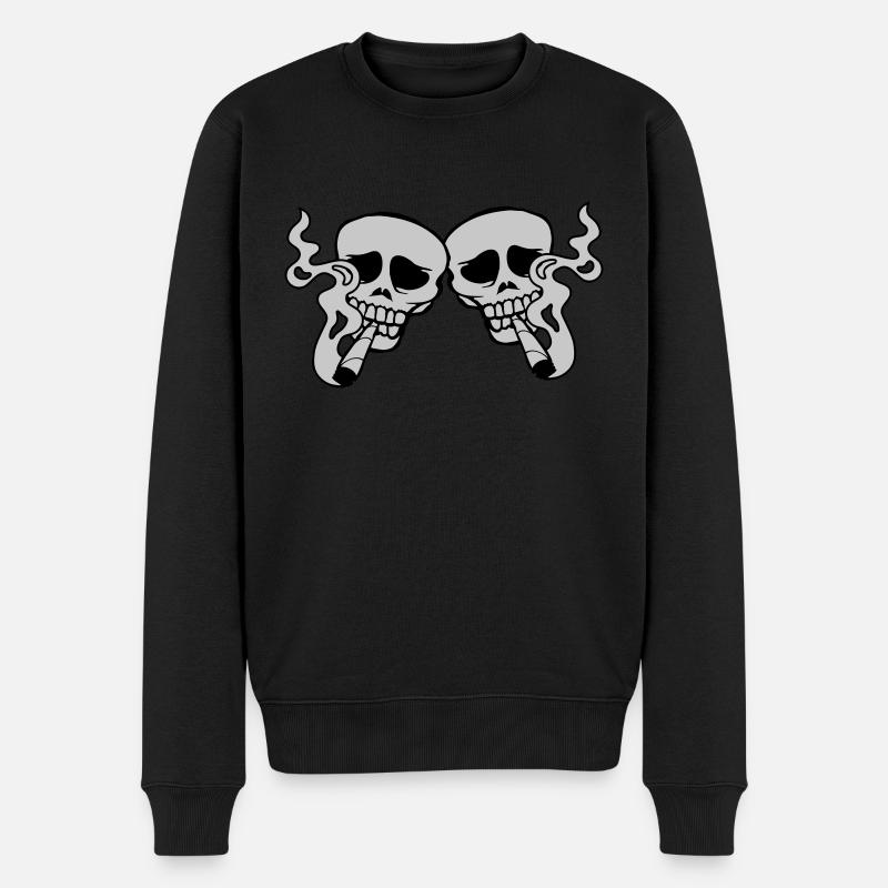 2 Freunde Joint rauchen - Männer Premium Bio Pullover - Schwarz