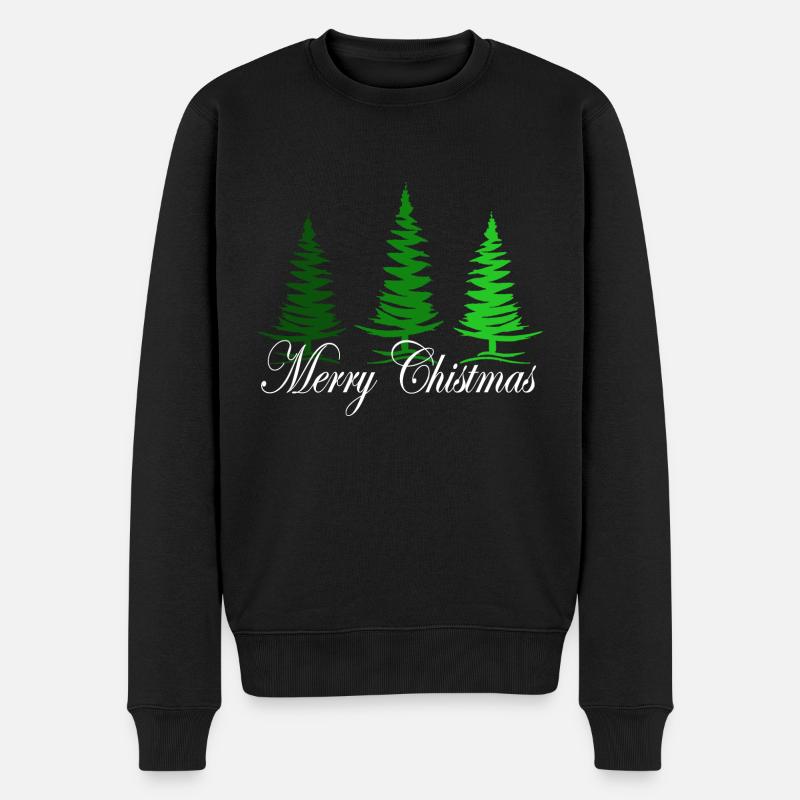 Merry Christmas mit Weihnachtsbäumen - Männer Premium Bio Pullover - Schwarz