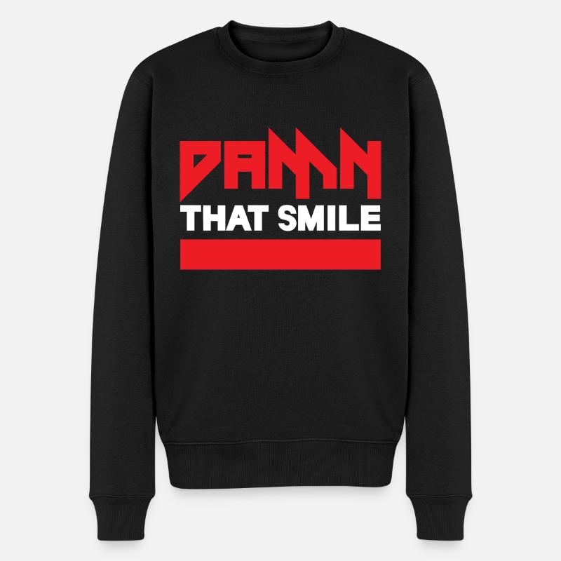 Damn that smile - Männer Premium Bio Pullover - Schwarz