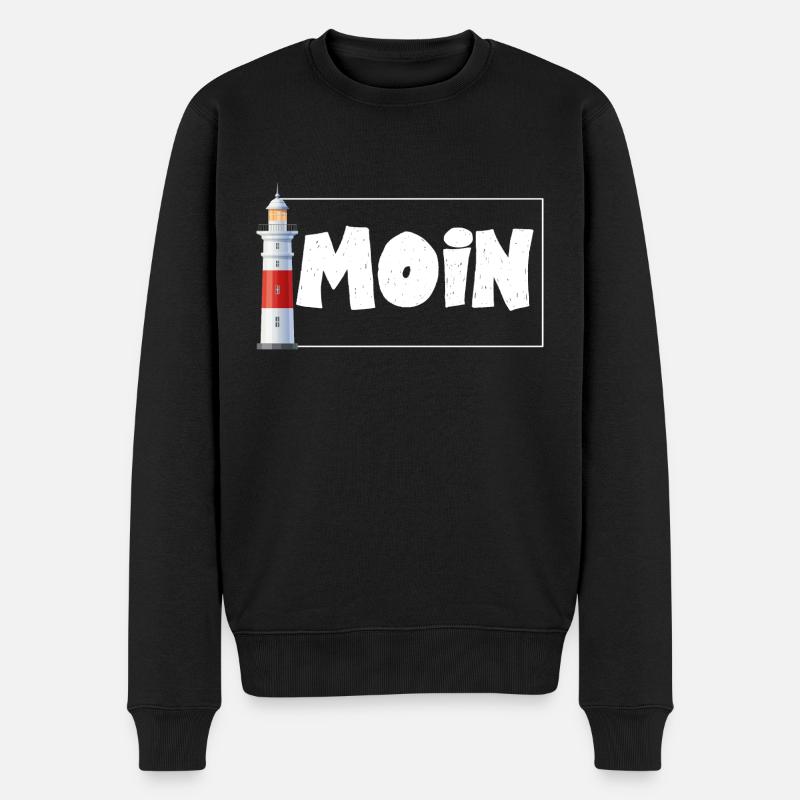 Moin Leuchtturm Norddeutsch See Meer - Männer Premium Bio Pullover - Schwarz