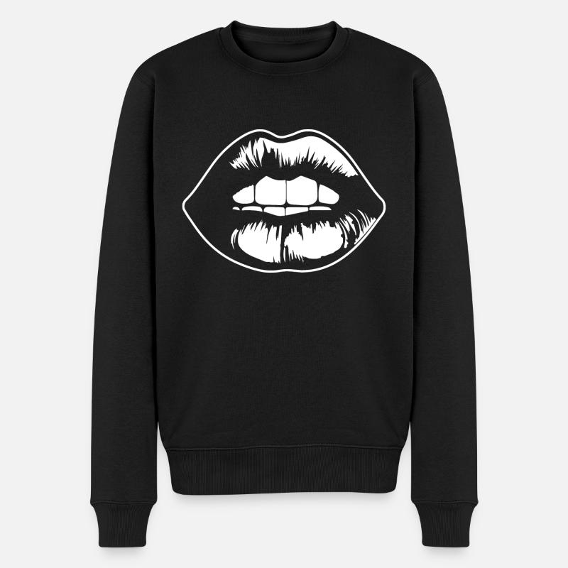 Lèvres, bouche, baisers lèvres - Pull Premium bio Homme - noir