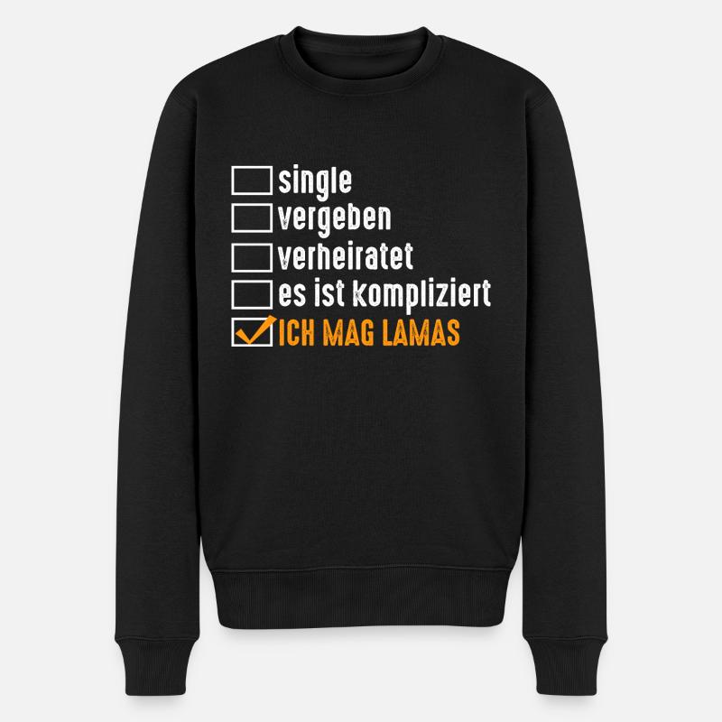 Lama - Männer Premium Bio Pullover - Schwarz