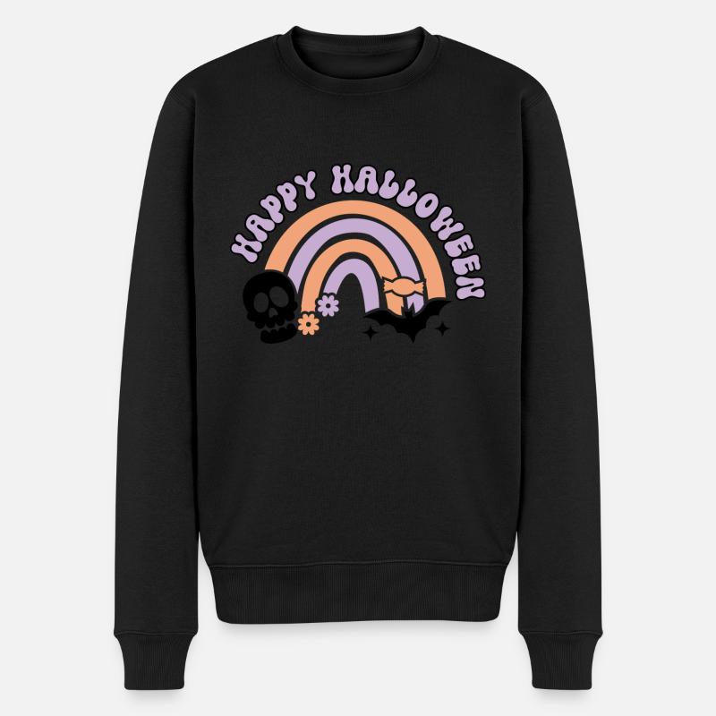 Fröhlicher Halloween-Regenbogen - Männer Premium Bio Pullover - Schwarz
