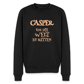 Helfer Casper - Männer Premium Bio Pullover - Schwarz - Vorne - Nico (187cm)