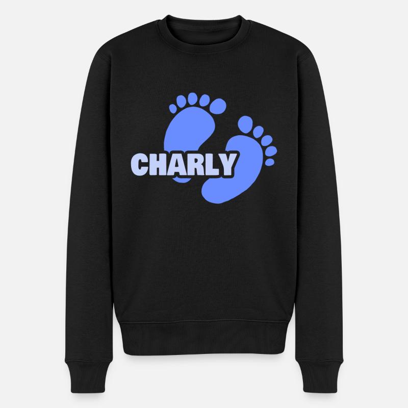 Geburt Charly - Männer Premium Bio Pullover - Schwarz
