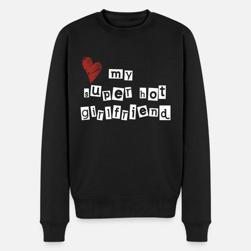 Love my super hot girlfriend - Männer Premium Bio Pullover - Schwarz