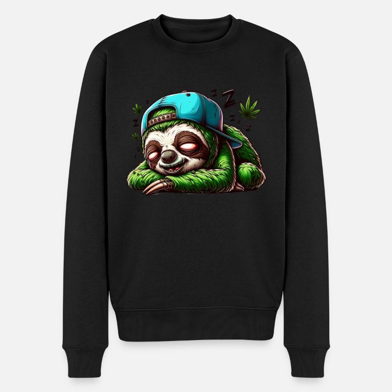 Chilling Zombie Faultier - Männer Premium Bio Pullover - Schwarz