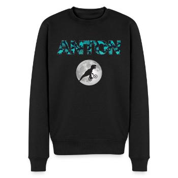 ANTON - Beau prénom de garçon avec dinosaure - Pull Premium bio Homme - noir - Devant - Nico (187cm)