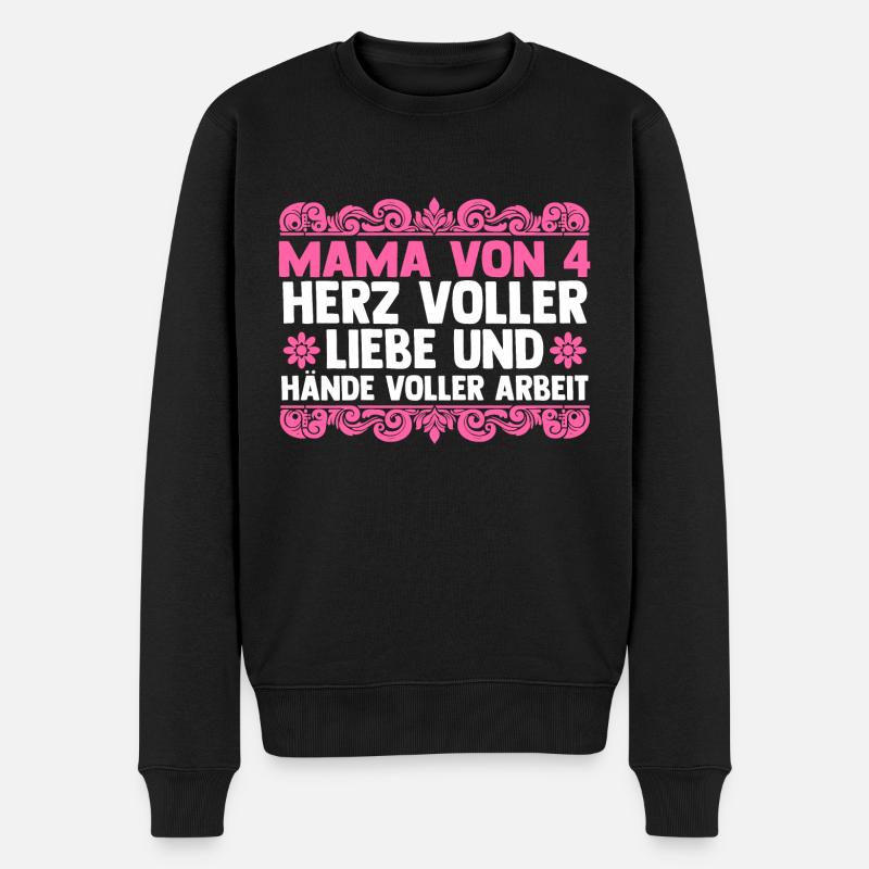 Mama Von 4 Kindern - Männer Premium Bio Pullover - Schwarz